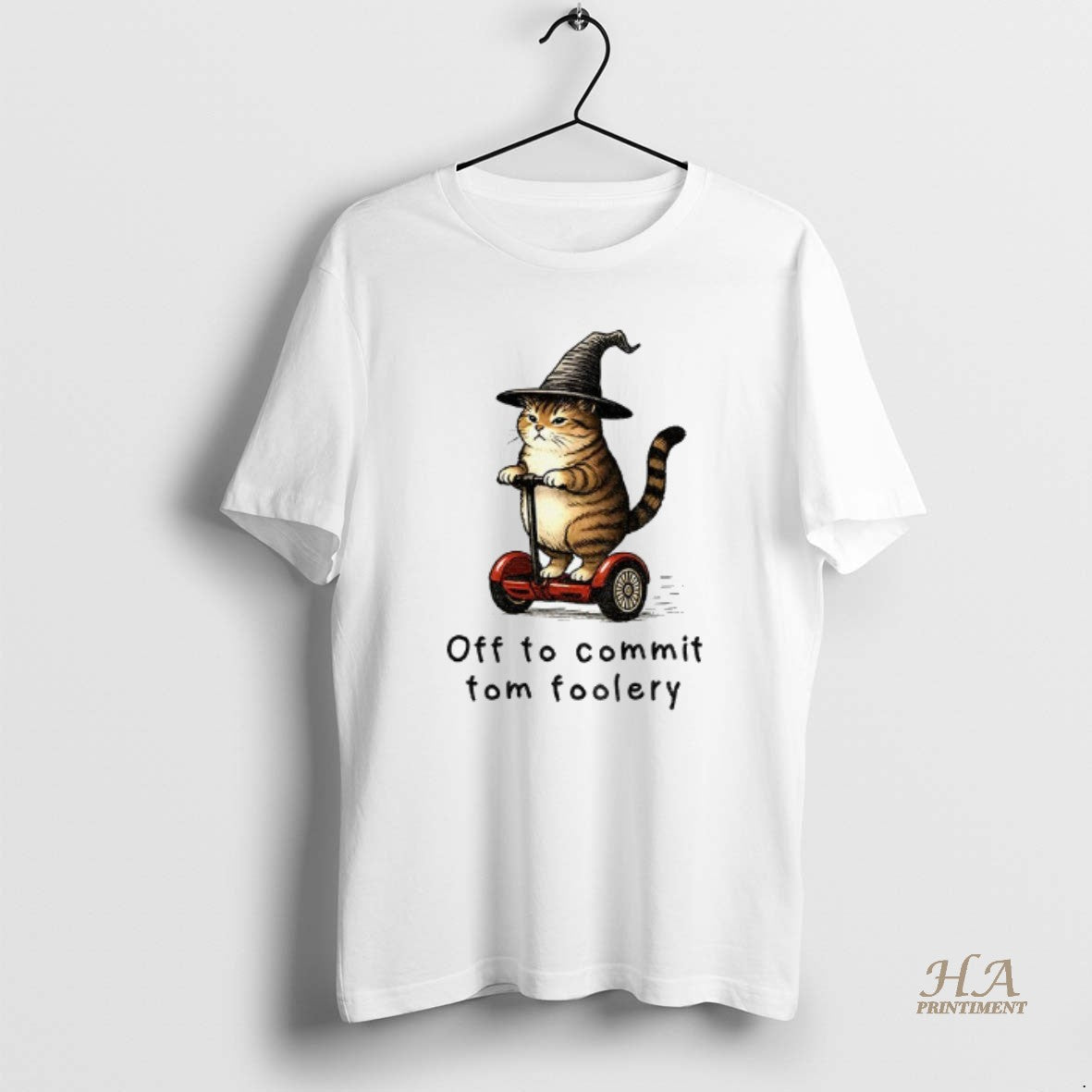 Official Orange Cat Riding Segway Style Off To Commit Tom Foolery Halloween T-Shirts, Hoodie, Sweatshirt | InkNestWear.com