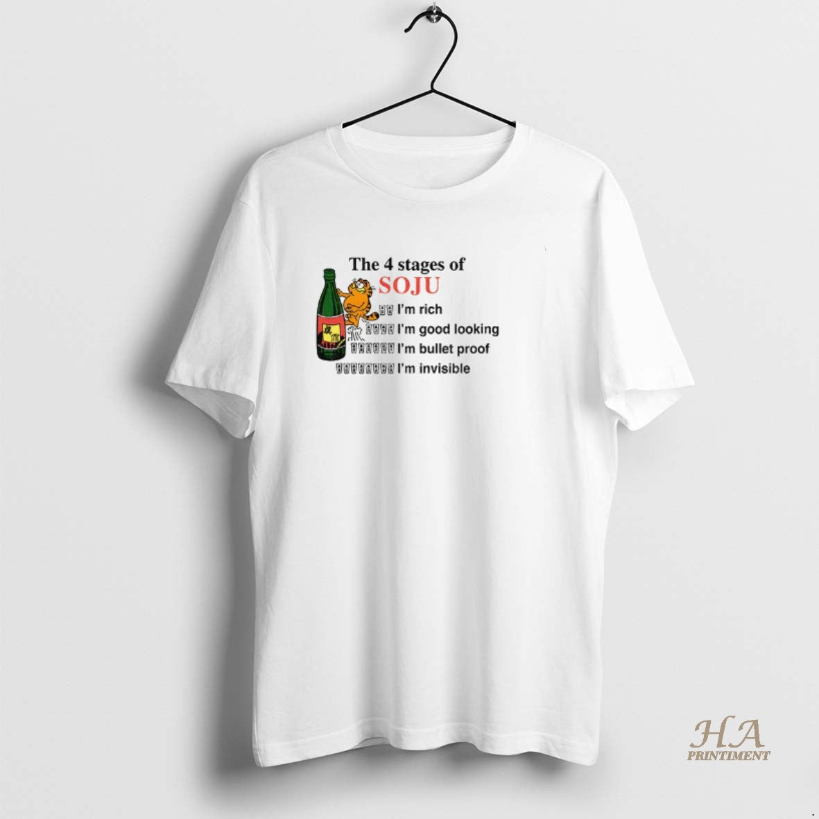 Official Orange Cat The 4 Stages Of Soju Im Rich Im Good Looking Im Bullet T-Shirts, Hoodie, Sweatshirt | InkNestWear.com
