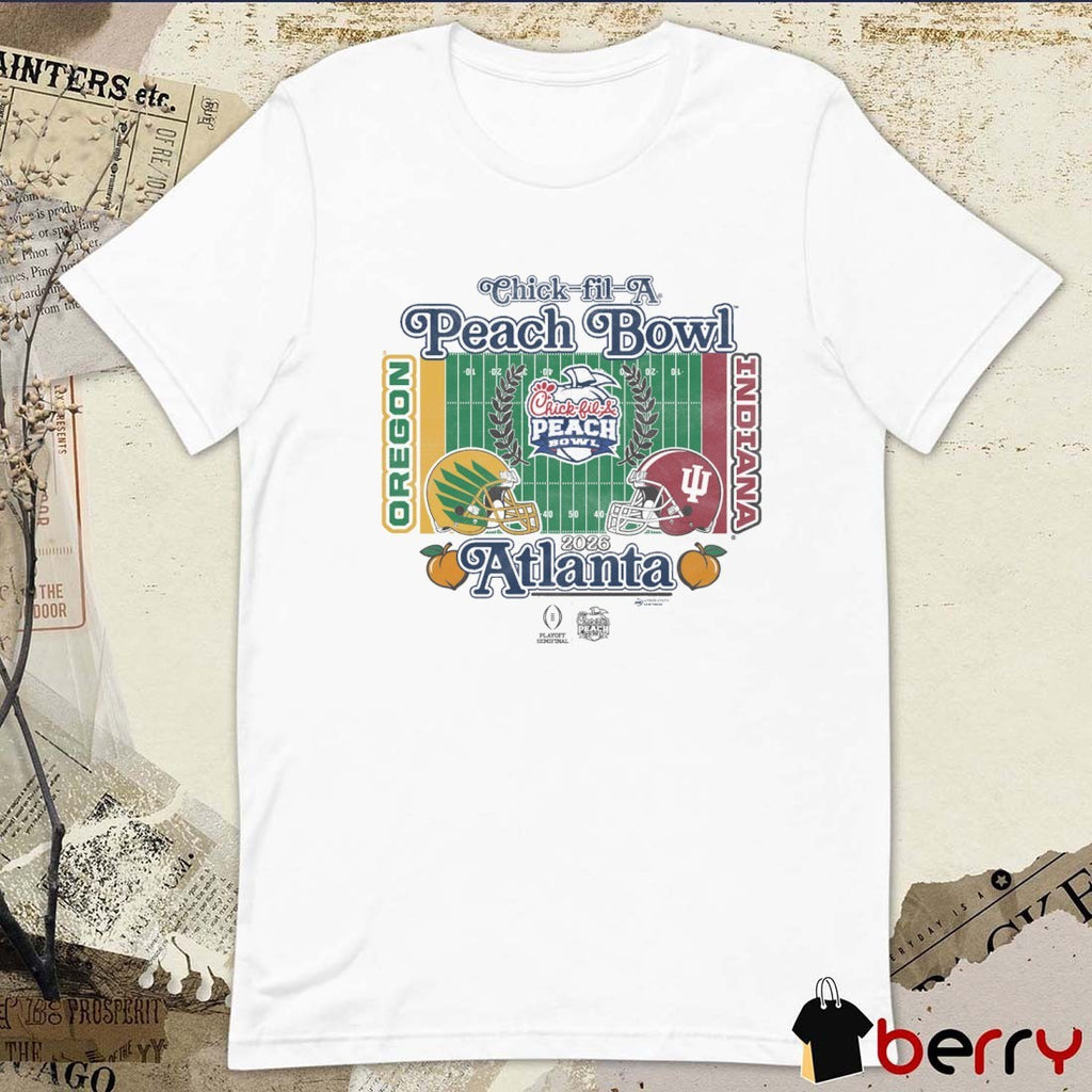 Oregon Ducks Vs Indiana Hoosiers 2026 Chick-fil-A Peach Bowl 2-Team t-shirt