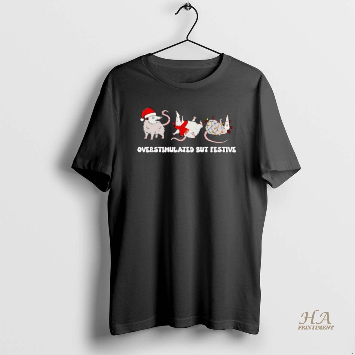 Official Overstimulated But Festive Possum Christmas T-Shirts, Hoodie, Sweatshirt | InkNestWear.com