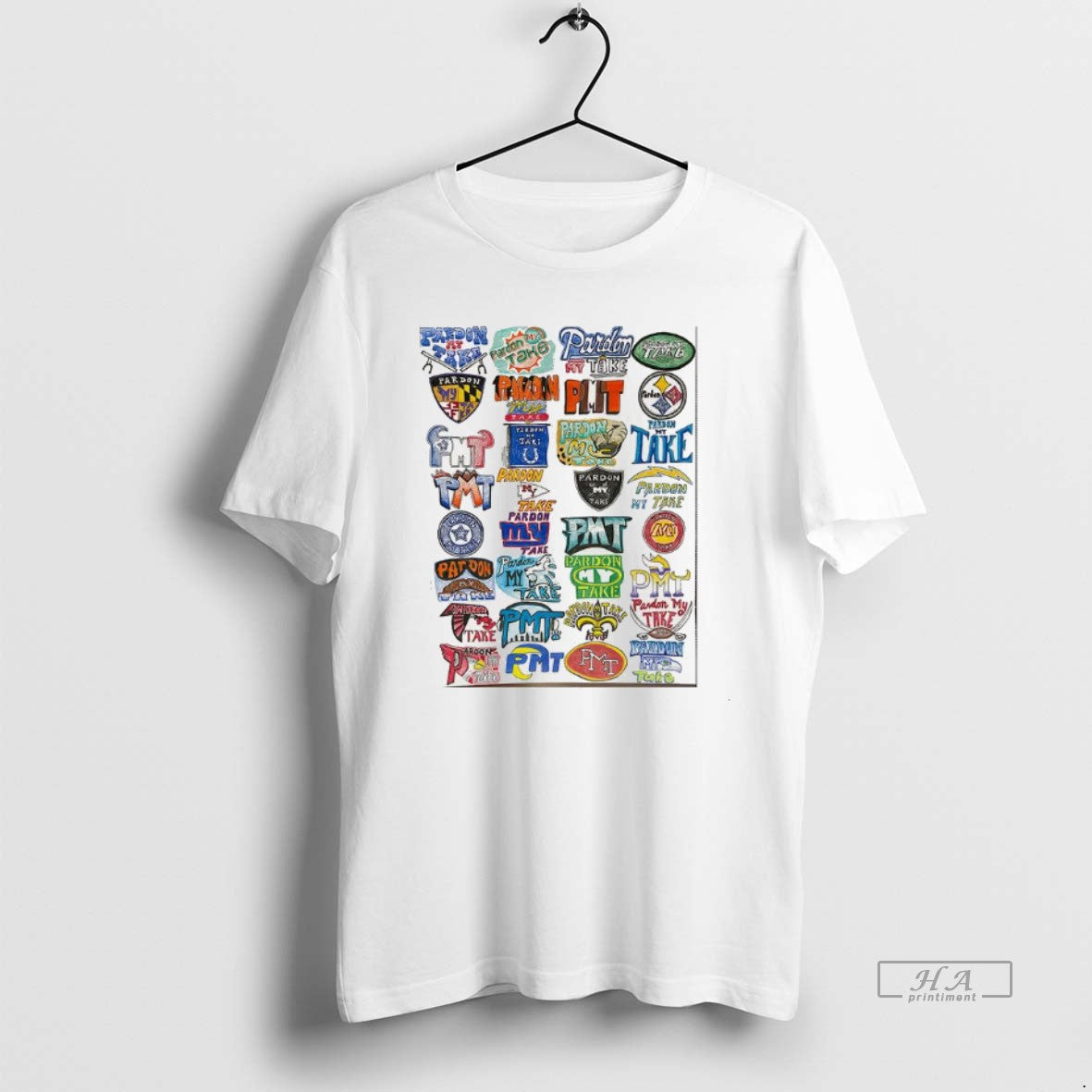 Official Pardon My Take Is Drawn In The Style Of Football Team Logos T-Shirts, Hoodie, Sweatshirt | InkNestWear.com