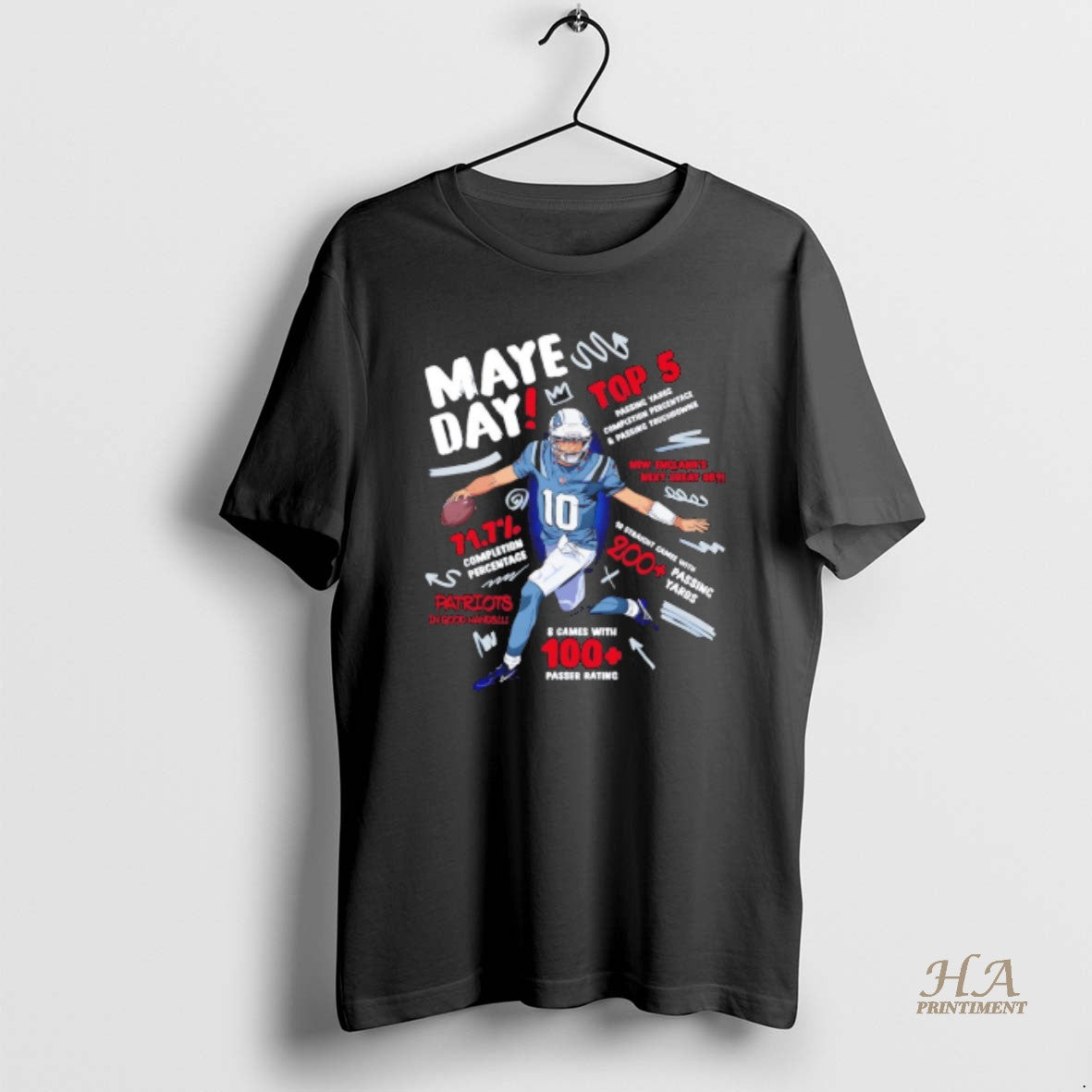 Official Patriots Drake Maye Top 5 Passing Yards Completion Percentage And Passing Touchdowns Graphic T-Shirts, Hoodie,...