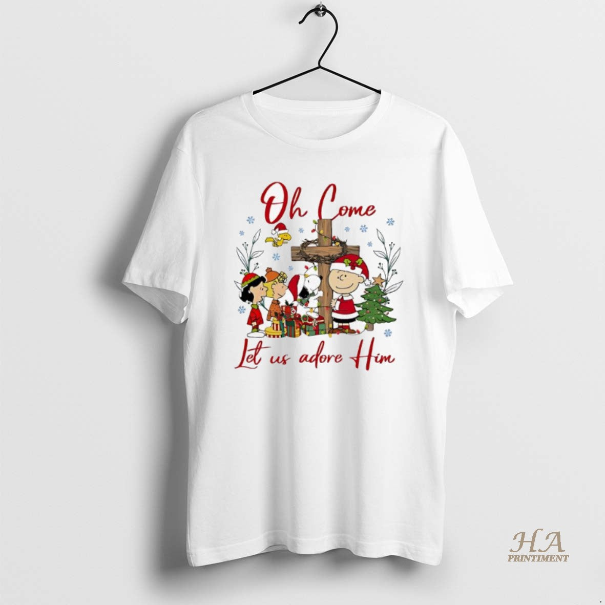 Official Peanuts Characters Oh Come Let Us Adore Him Christmas T-Shirts, Hoodie, Sweatshirt | InkNestWear.com