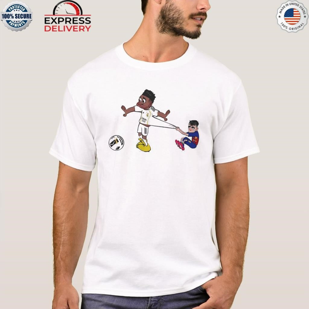 Pedri pulling vini shirt