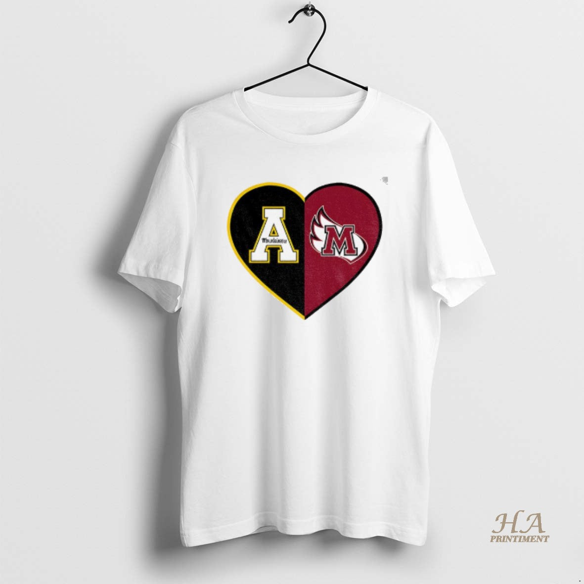 Official Personalized Split Heart Appalachian State Mountaineers Meredith College Angels Logo T-Shirts, Hoodie, Sweatshirt