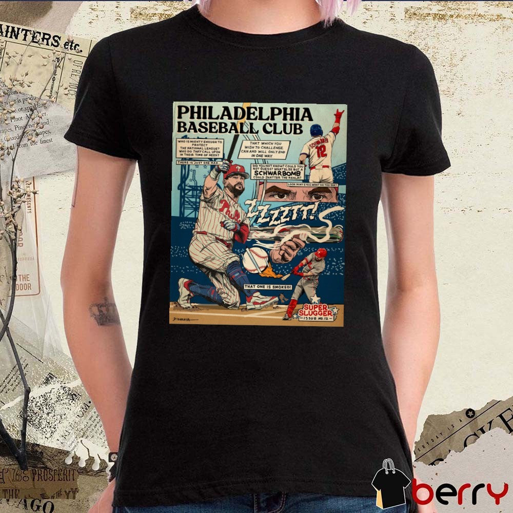 Philadelphia Baseball Club Kyle Schwarber Schwarbomb Super Slugger Issue No 12 Comic Poster t-shirt
