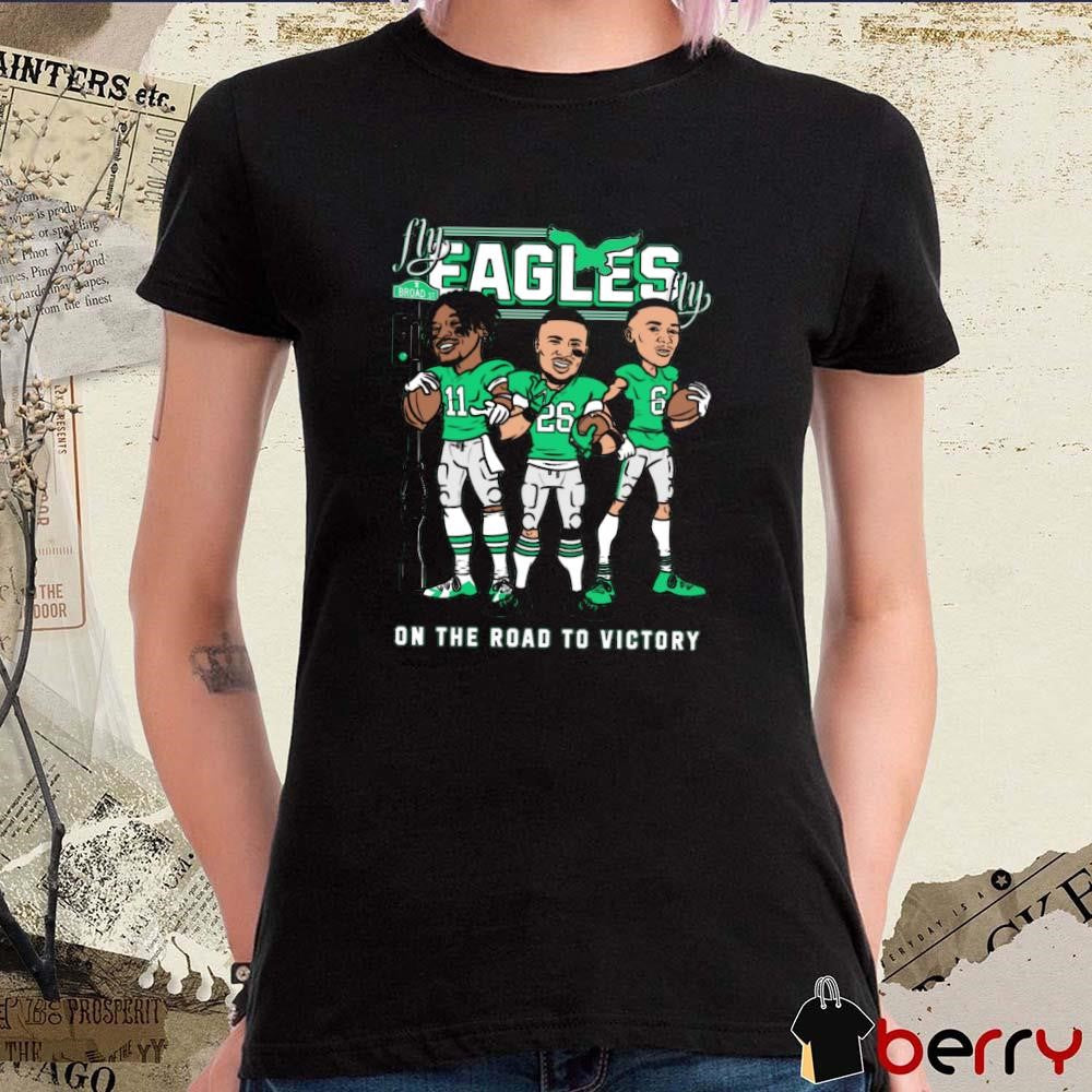 Philadelphia Eagles NFL Football World Champions LIX Fly Eagles Fly On The Road To Victory Caricatures t-shirt
