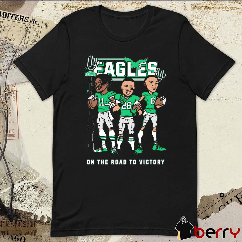 Philadelphia Eagles NFL Football World Champions LIX Fly Eagles Fly On The Road To Victory Caricatures t-shirt