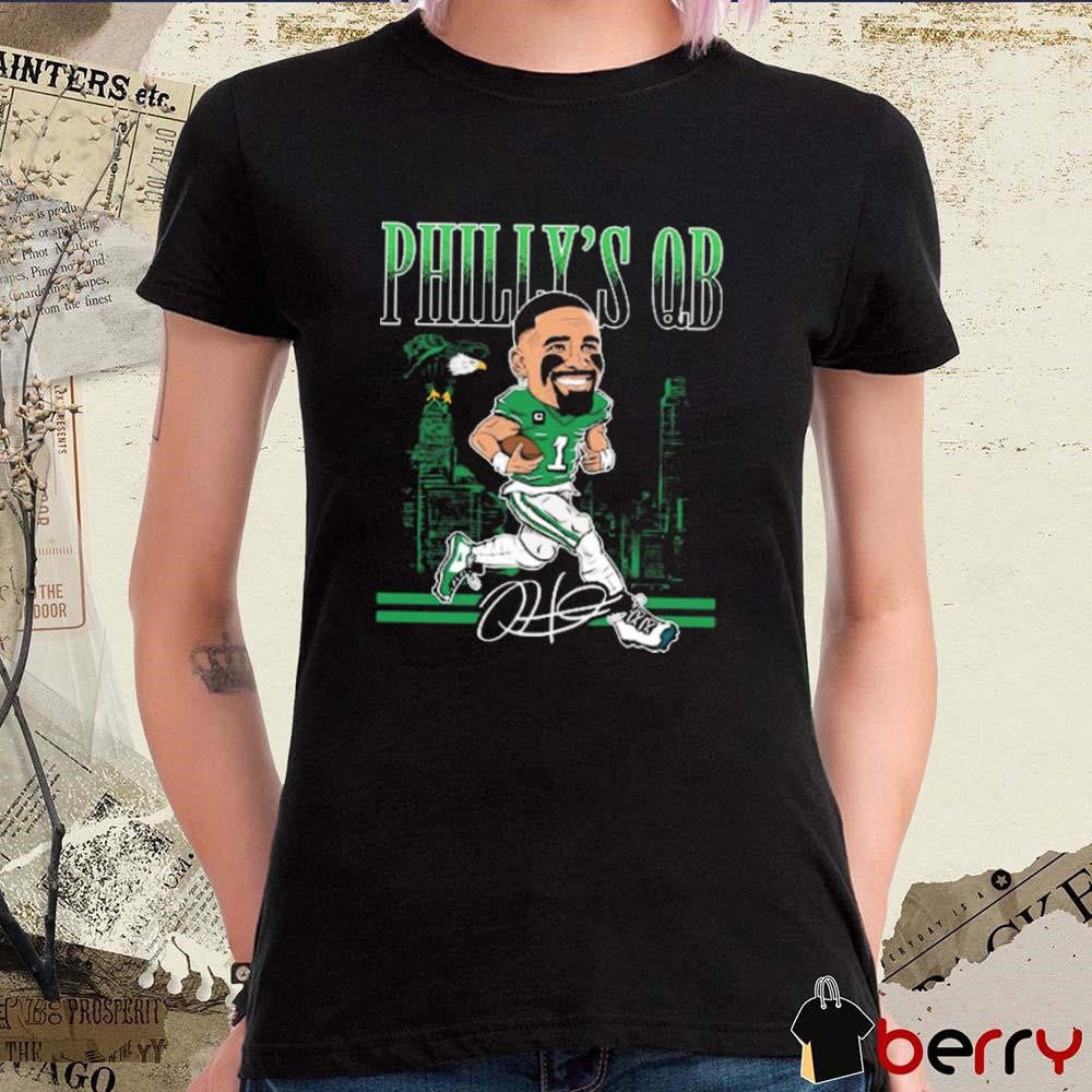 Philadelphia Eagles Win Kansas City Chiefs Jalen Hurt Philly’s QB Caricature NFL Football Signature t-shirt