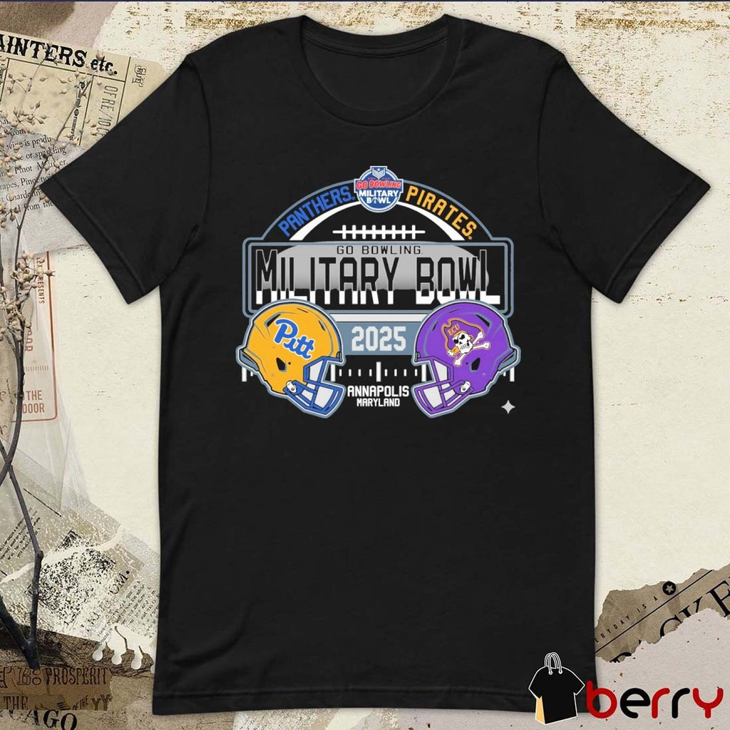 Pitt Panthers Vs ECU Pirates Go Bowling Military Bowl 2025 Annapolis Maryland Helmets t-shirt