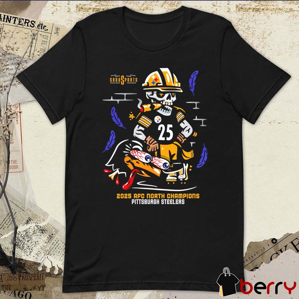 Pittsburgh Steelers 2025 AFC North Champions Skeleton t-shirt