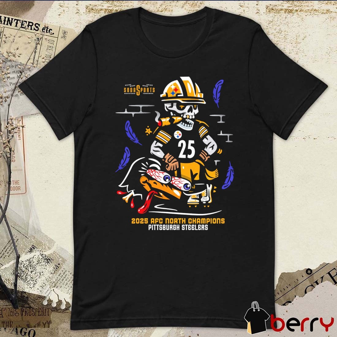 Pittsburgh Steelers 2025 AFC North Champions Skeleton t-shirt