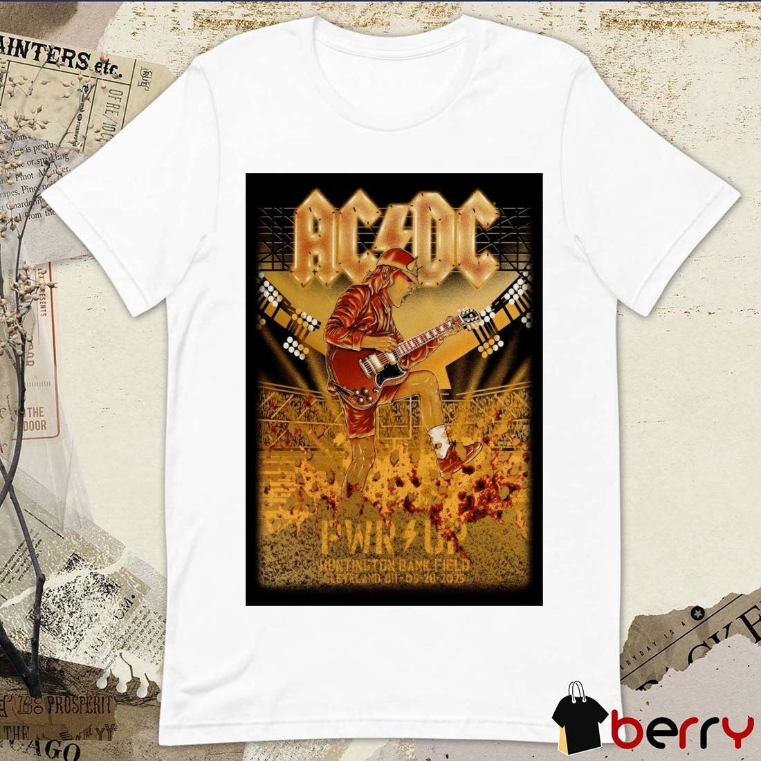 Poster AC DC May 28 2025 Pwr Up Huntington Bank Field Cleveland OH t-shirt