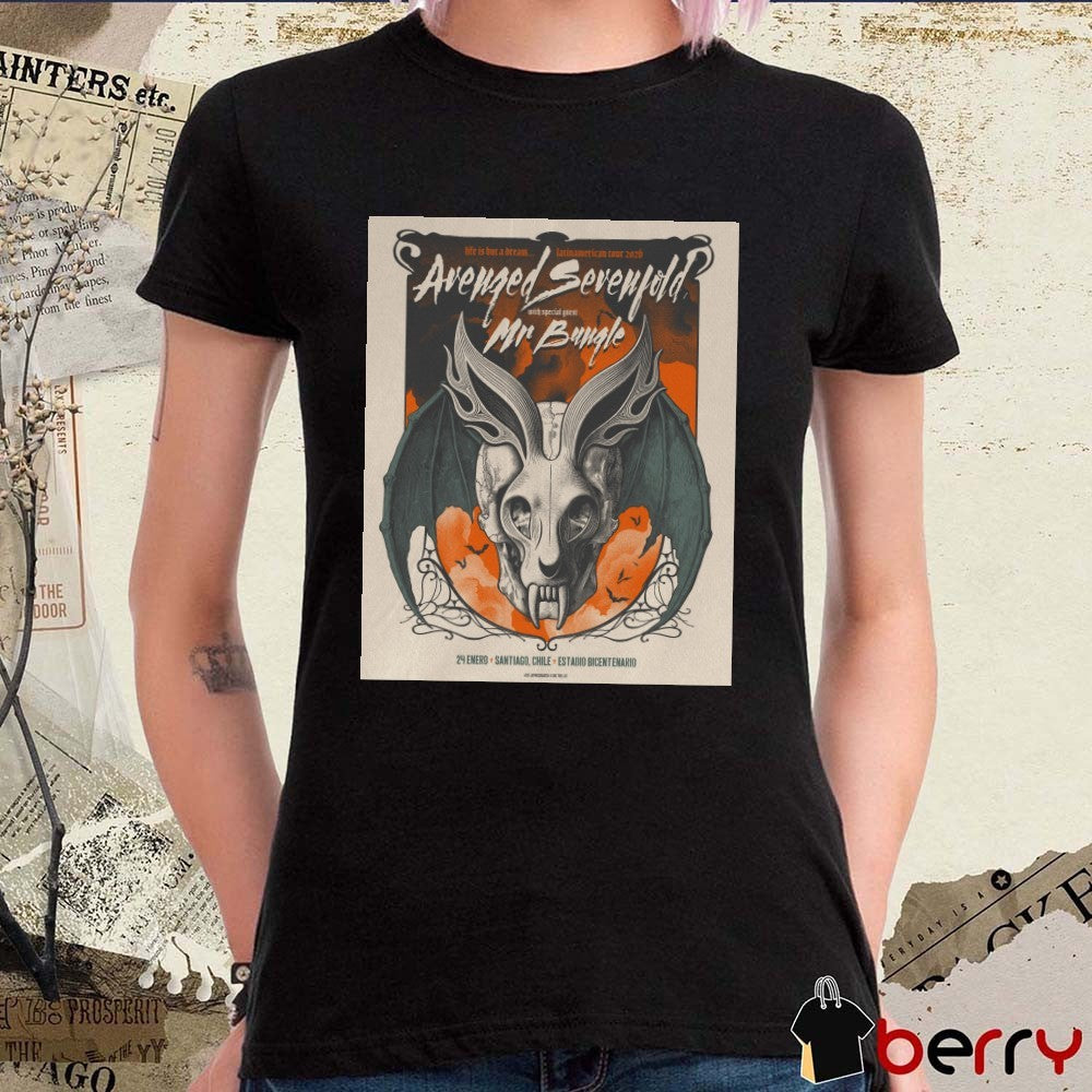 Poster Avenged Sevenfold With Mr Bungle January 24 2026 Santiago, Chile t-shirt