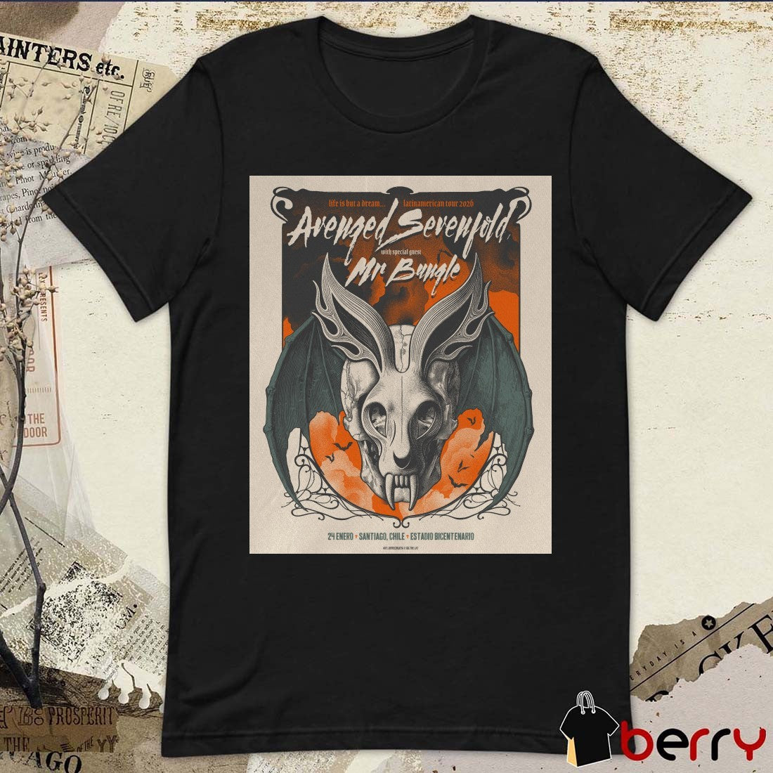 Poster Avenged Sevenfold With Mr Bungle January 24 2026 Santiago, Chile t-shirt