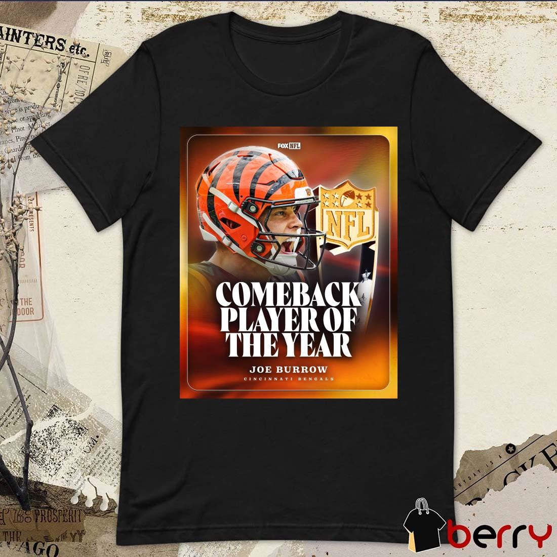 Poster Congrats Joe Burrow Cincinnati Bengals Football 2024 NFL Comeback Player of the Year FOX Sports t-shirt