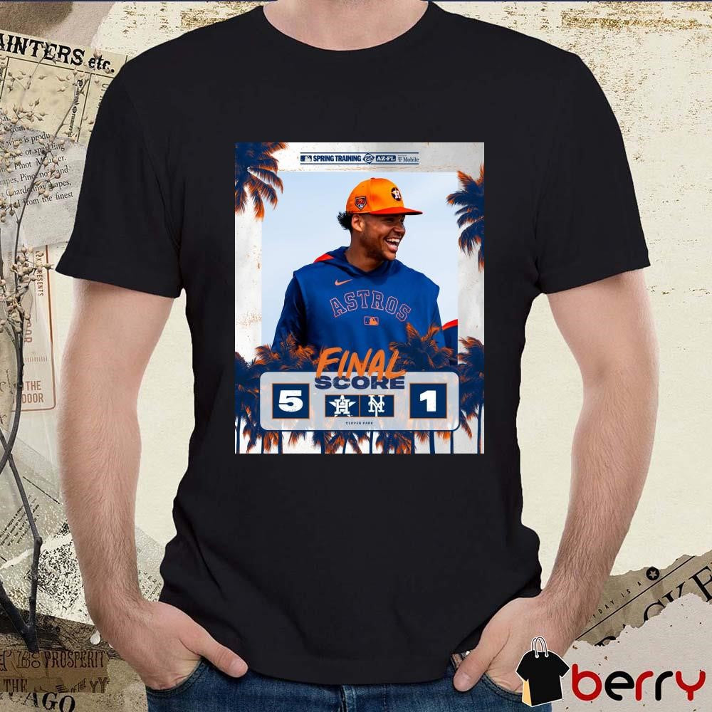 Poster Houston Astros Vs New York Mets Baseball Final Score 5 – 1 at Clover Park Port St. Lucie MLB Spring Training t-shirt