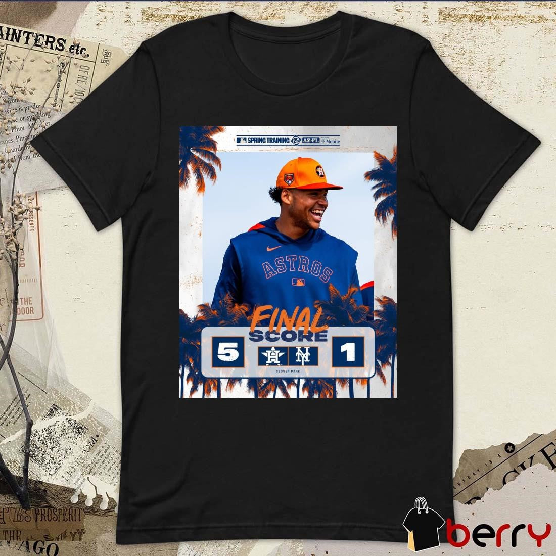 Poster Houston Astros Vs New York Mets Baseball Final Score 5 – 1 at Clover Park Port St. Lucie MLB Spring Training t-shirt