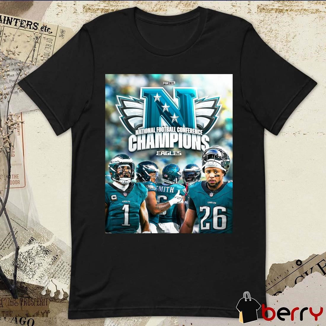 Poster NFL On Fox The Philadelphia Eagles Are National Football Conference Champions Flyeaglesfly t-shirt