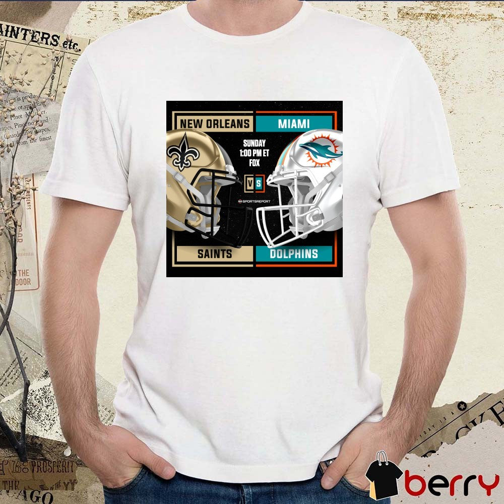 Poster New Orleans Saints Vs Miami Dolphins November 30, 2025 NFL Week 13 Hard Rock Stadium t-shirt