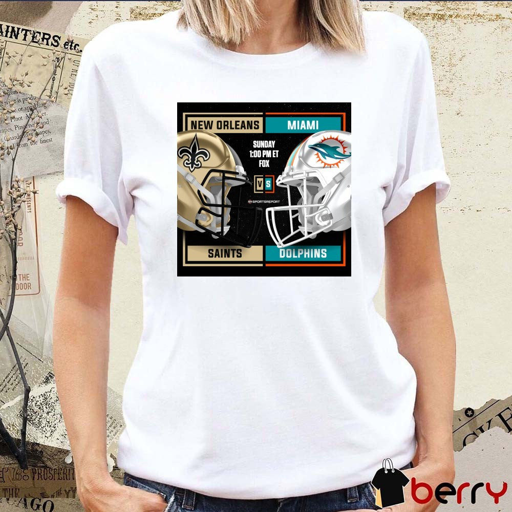 Poster New Orleans Saints Vs Miami Dolphins November 30, 2025 NFL Week 13 Hard Rock Stadium t-shirt