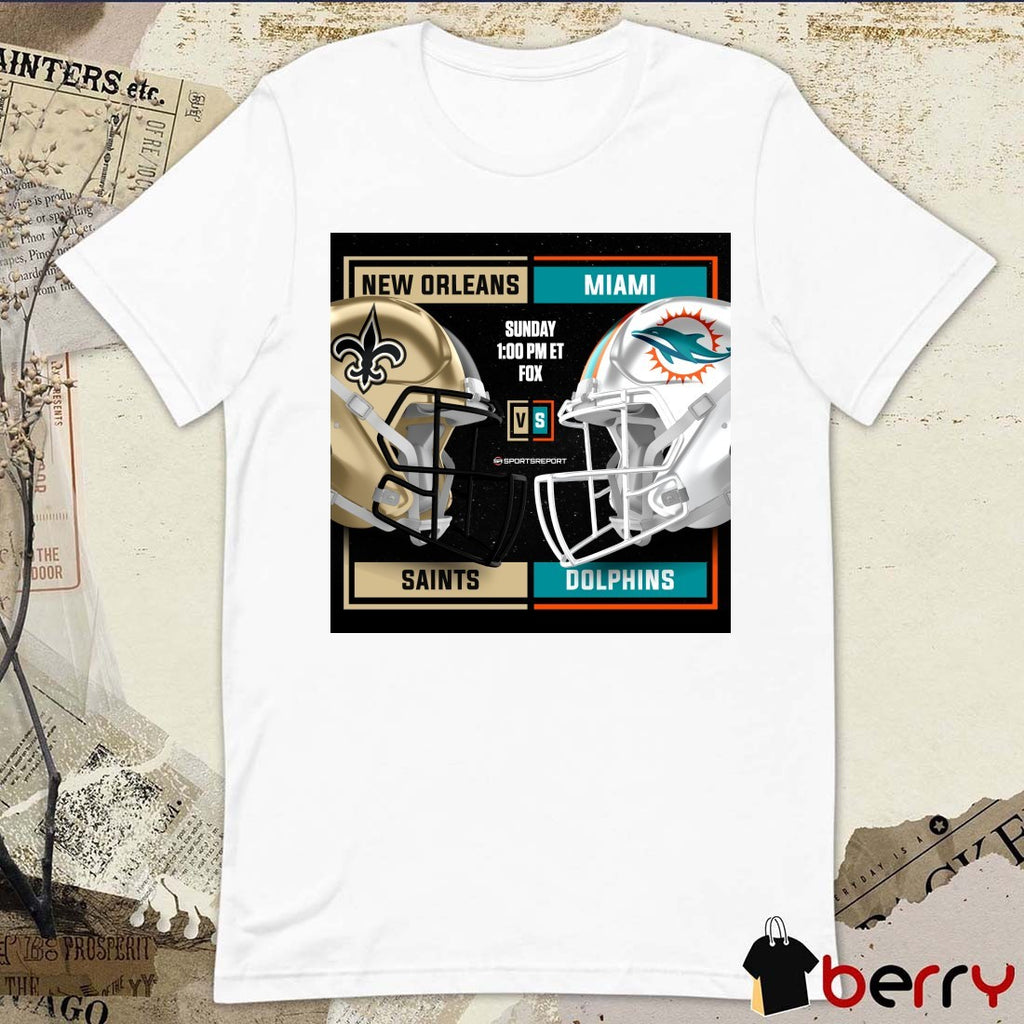 Poster New Orleans Saints Vs Miami Dolphins November 30, 2025 NFL Week 13 Hard Rock Stadium t-shirt