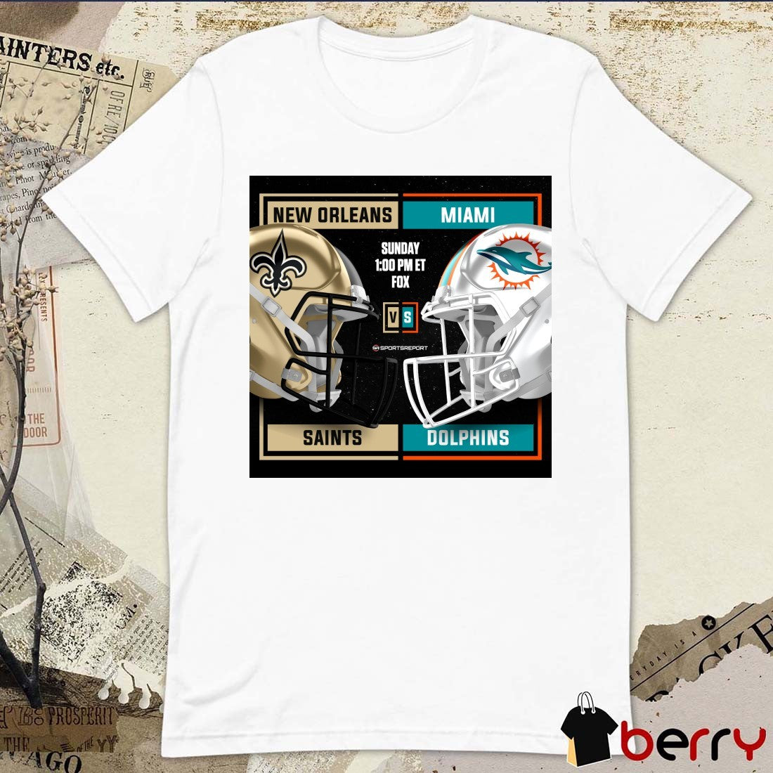 Poster New Orleans Saints Vs Miami Dolphins November 30, 2025 NFL Week 13 Hard Rock Stadium t-shirt