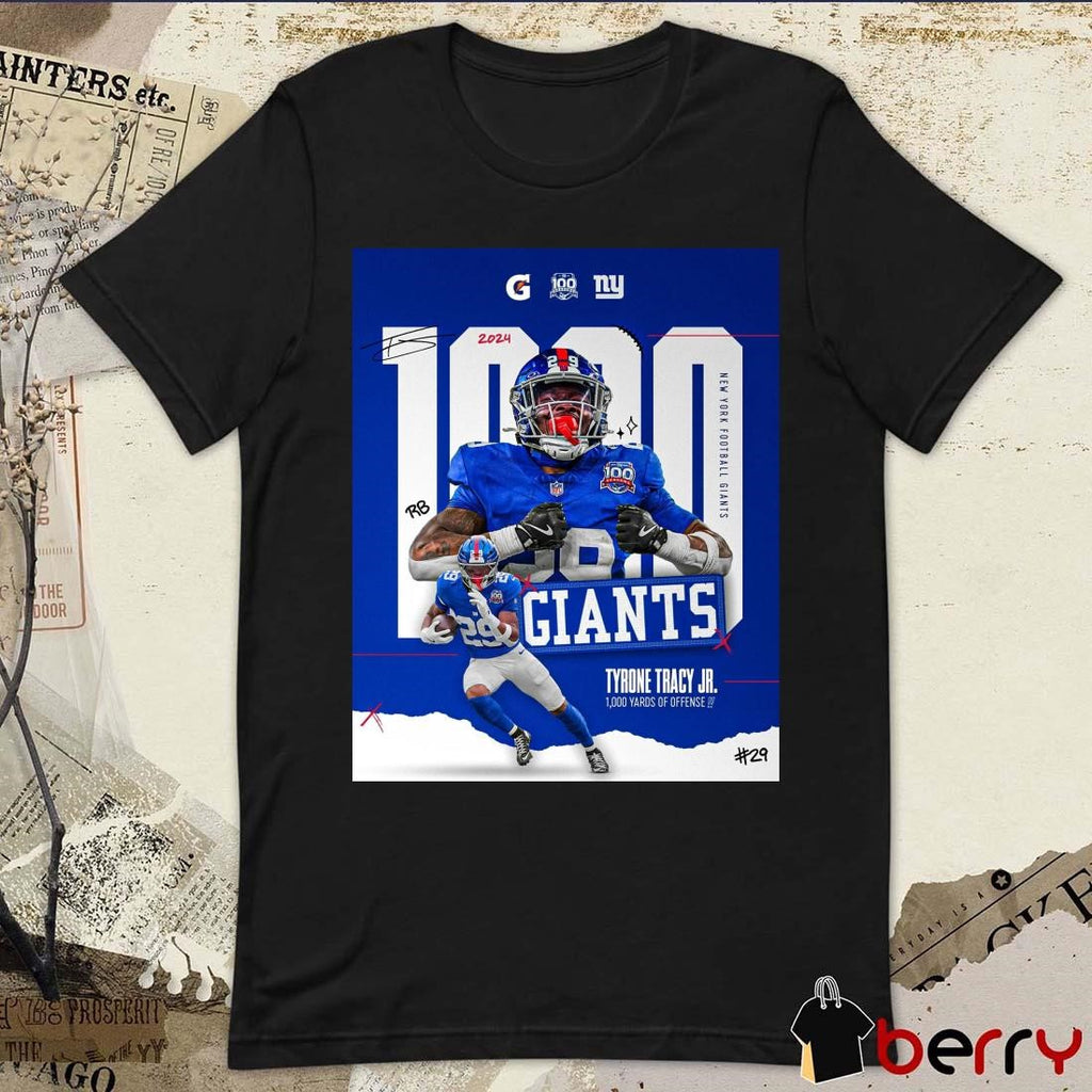 Poster New York Giants Football Tyrone Tracy Jr. 1,000 Yards Of Offense 2024 Signature t-shirt