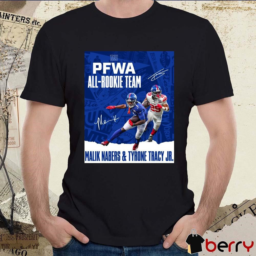Poster New York Giants NFL PFWA All-Rookie Team Malik Nabers And Tyrone Tracy Jr. Signatures t-shirt