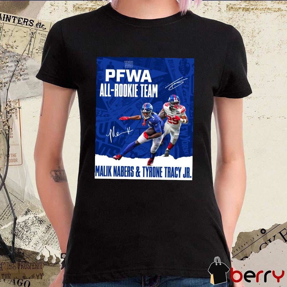 Poster New York Giants NFL PFWA All-Rookie Team Malik Nabers And Tyrone Tracy Jr. Signatures t-shirt