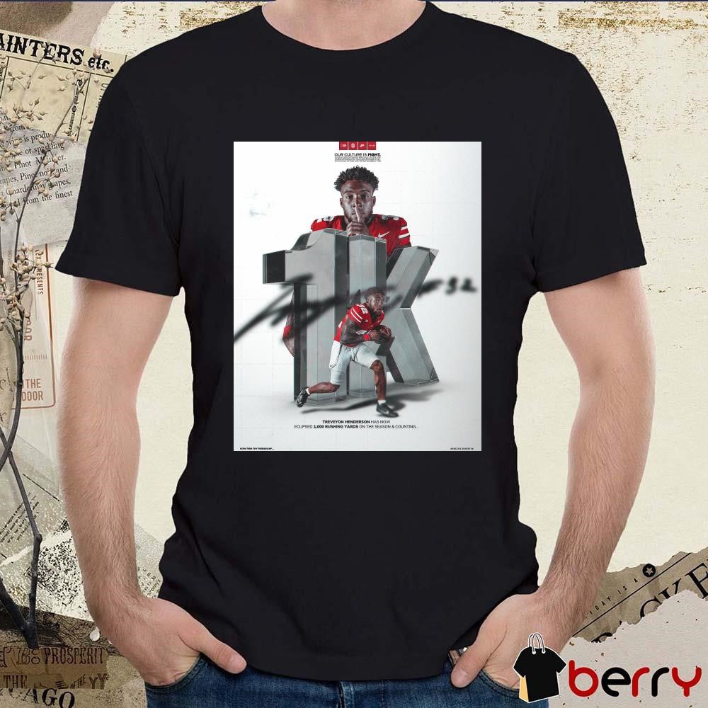 Poster Ohio State Buckeyes Treveyon Henderson Has Now Eclipsed 1,000 Rushing Yards On The Season And Counting Signature t-shirt