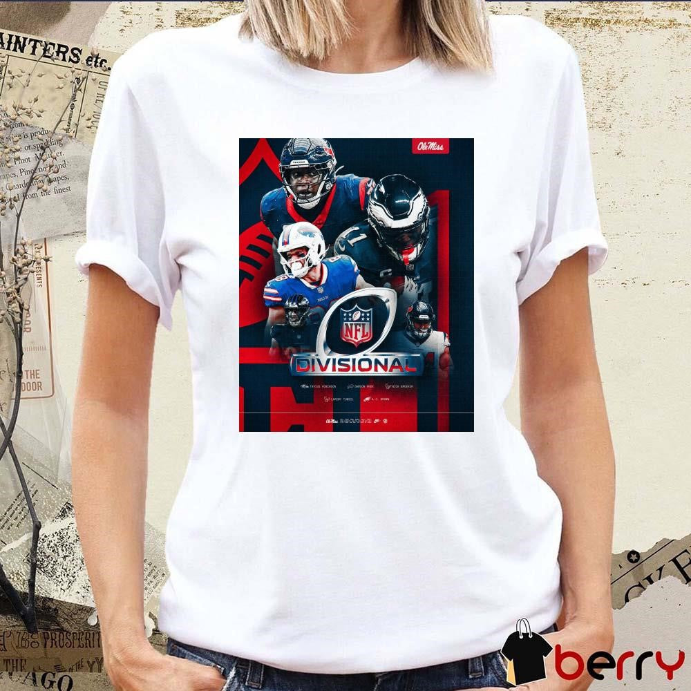 Poster Ole Miss Rebels Football NFL Divisional Round Tavius Robinson Dawson Knox Nick Broeker Laremy Tunsil t-shirt