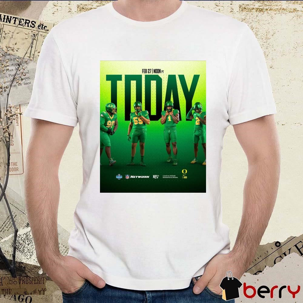 Poster Oregon Ducks Football Jamaree Caldwell Derrick Harmon Jeffrey Bassa Jordan Burch Today Feb 27 2025 NFL Scouting Combine t-shirt