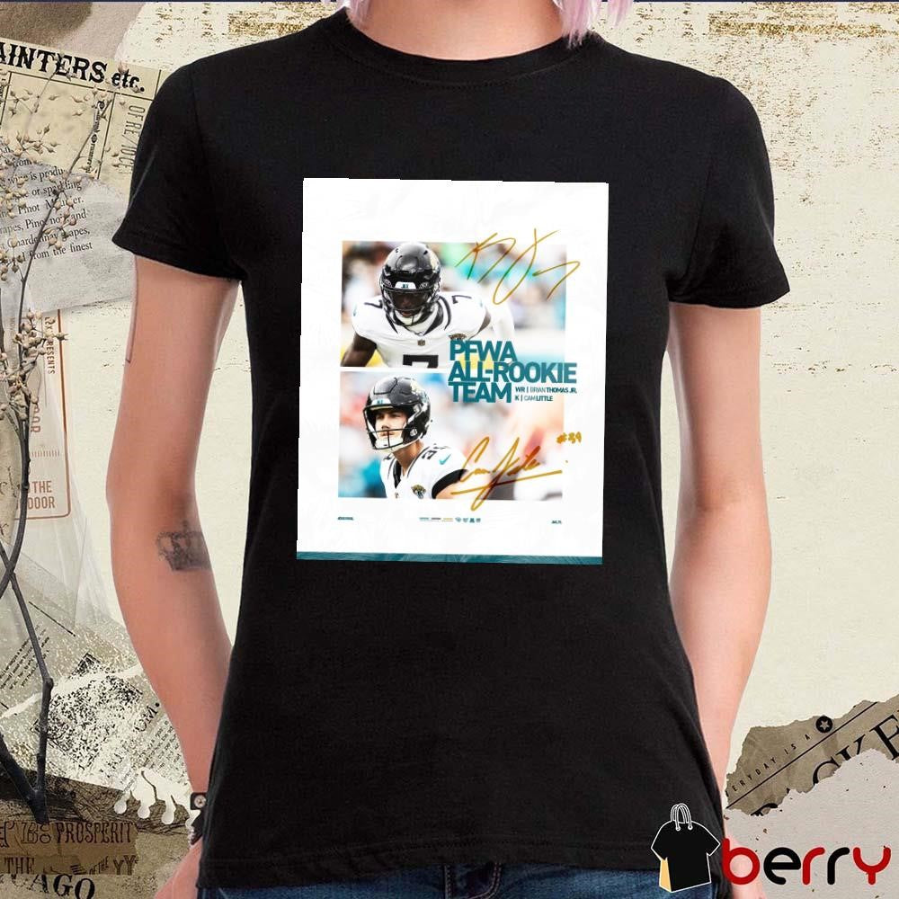 Poster Pfwa All-Rookie Team WR Brian Thomas JR K Cam Little Sigantures Jacksonville Jaguars t-shirt