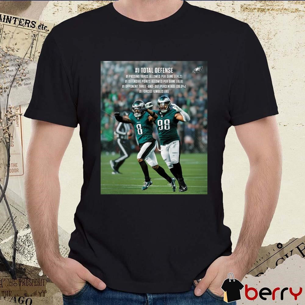 Poster Philadelphia Eagles Football #1 Total Defense #1 Passing Yards Allowed Per Game 174.2 #1 Defensive Points Allowed Per Game 16.9 t-shirt