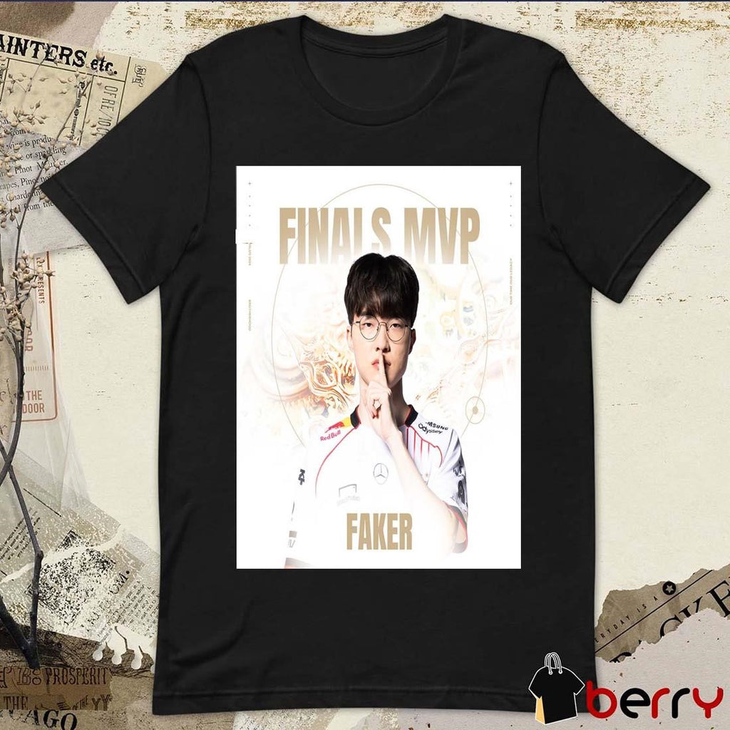 Poster SKT T1 Faker Finals MVP League Of Legends Worlds 2024 Champions t-shirt