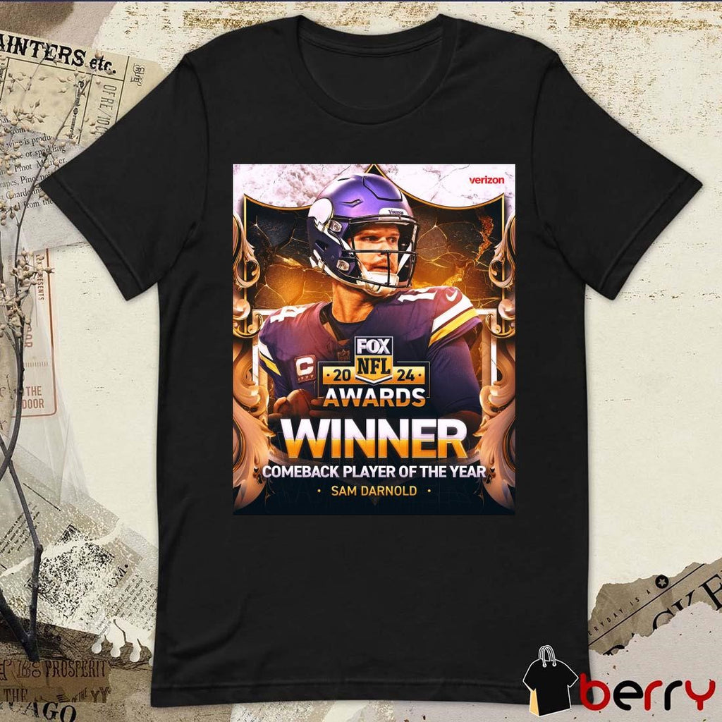 Poster Sam Darnold Minnesota Vikings Winner Comeback Player of the Year NFL Football 2024 Awards t-shirt
