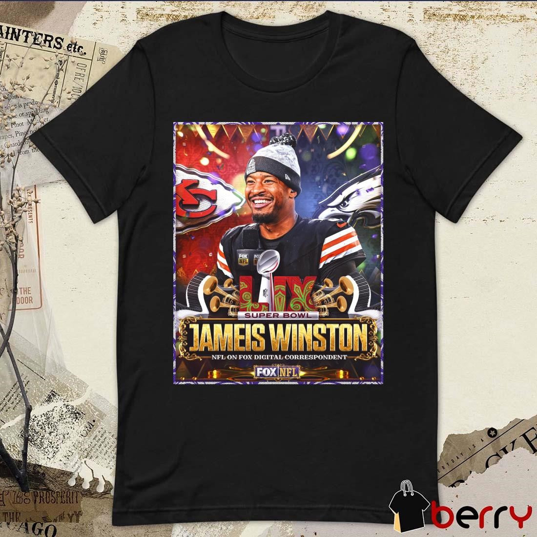 Poster Super Bowl LIX New Orleans 2024 Jameis Winston NFL on FOX Digital Correspondent t-shirt