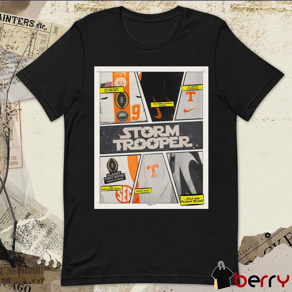 Poster Tennessee Vols Storm Trooper The Traditional Vols Helmet Playoff First Round Presented By Allstate The Cfb Playoff Patch t-shirt