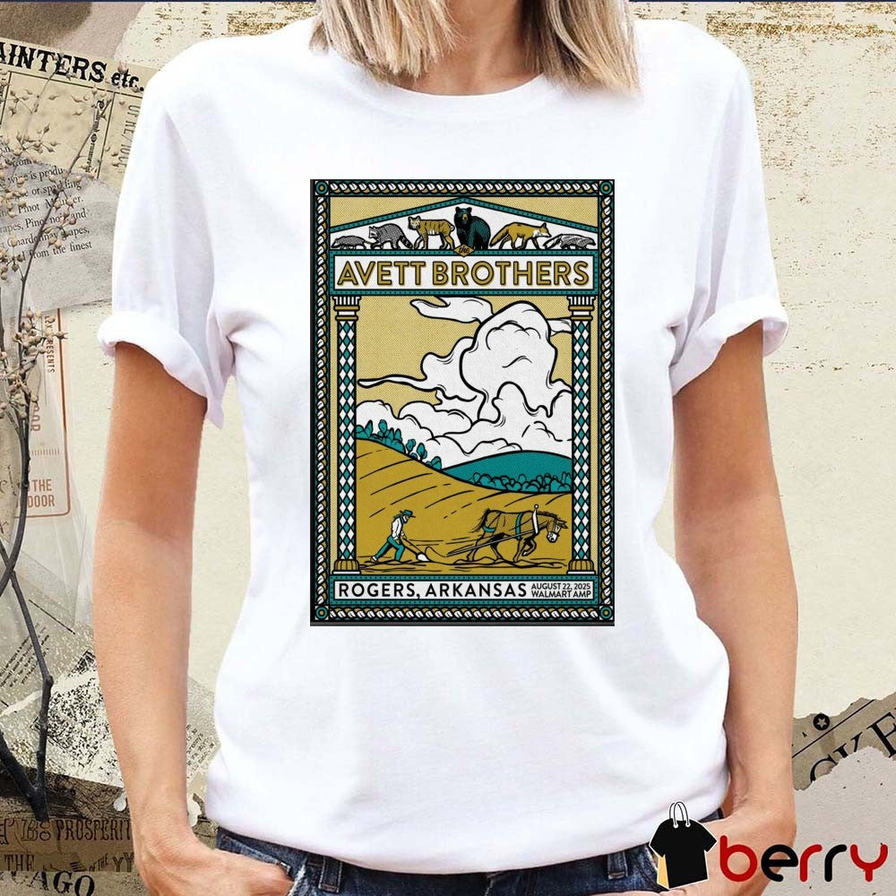 Poster The Avett Brothers August 22 2025 Walmart AMP In Rogers AR t-shirt