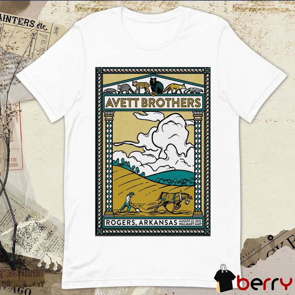 Poster The Avett Brothers August 22 2025 Walmart AMP In Rogers AR t-shirt