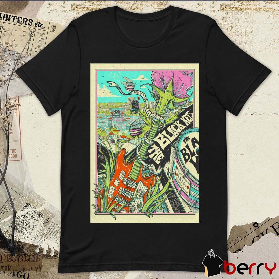 Poster The Black Keys No Rain No Flowers June 12 2025 Red Hat Amphitheater In Raleigh NC t-shirt