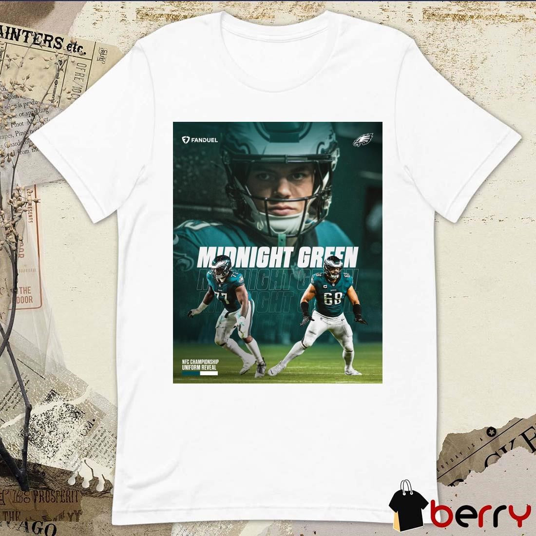 Poster Washington Commanders Vs Philadelphia Eagles Mekhi Becton Sr. L.J Mailata Cooper DeJean Midnight Green NFC Championship Uniform Reveal t-shirt
