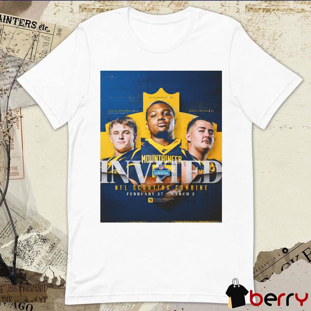 Poster West Virginia football Martin Brinkman Milum Invited 2025 NFL Scouting Combine Feb 27 – Mar 2 t-shirt