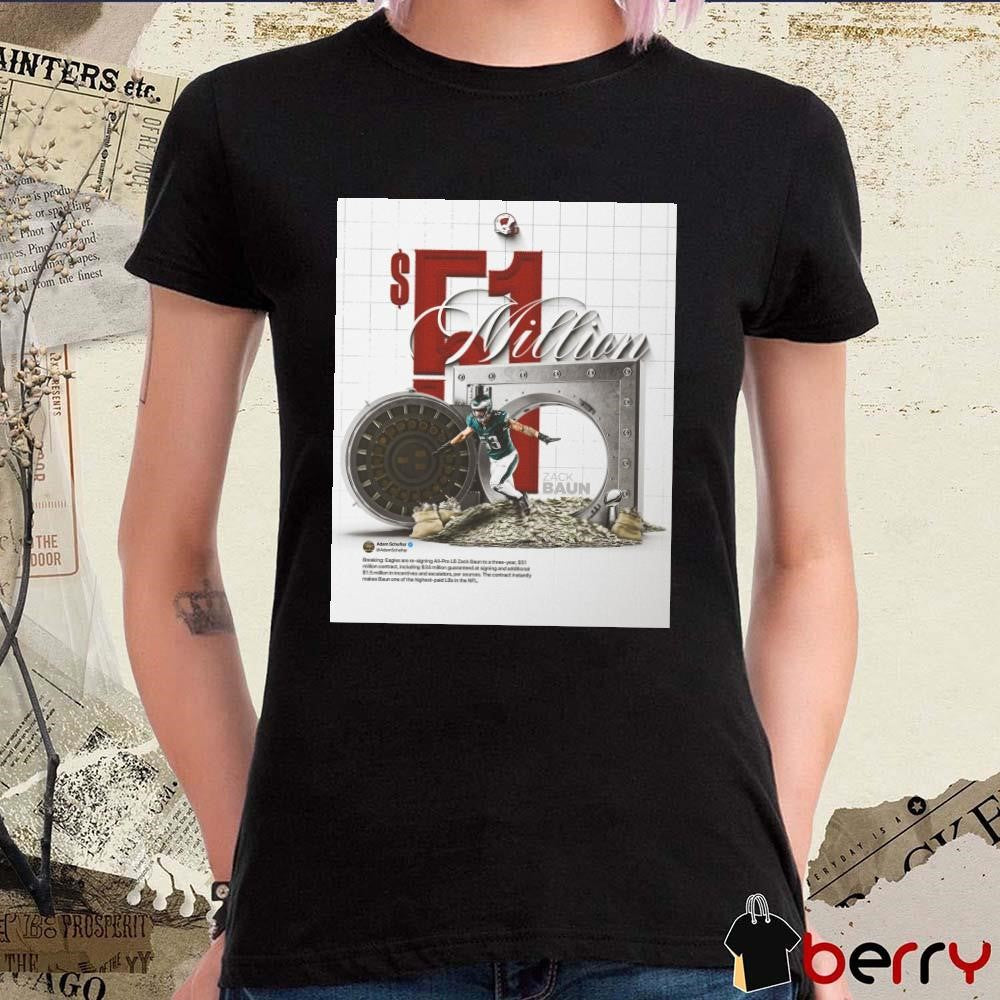 Poster Wisconsin Badgers Football Philadelphia Eagles are re-signing All-Pro LB Zack Baun to a three-year million contract t-shirt