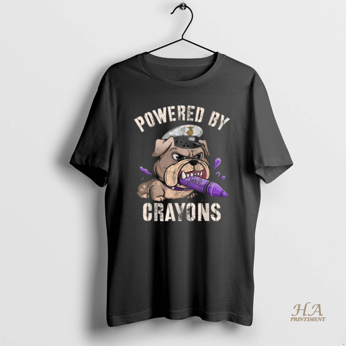 Official Powered By Crayons Bulldog Officer Family Military Gag T-Shirts, Hoodie, Sweatshirt | InkNestWear.com