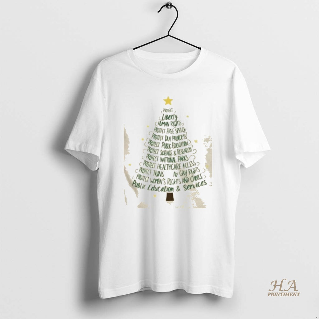 Official Protect Democracy Public Education And Services Christmas Tree T-Shirts, Hoodie, Sweatshirt | InkNestWear.com