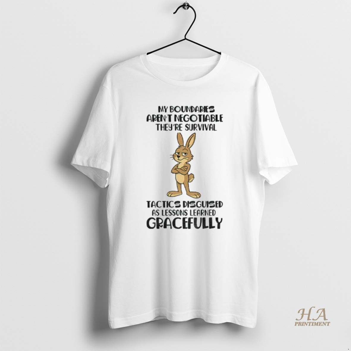 Official Rabbit My Boundaries Arent Negotiable Theyre Survival Tactics Disguised As Lessons Learned Gracefully T-Shirts,...