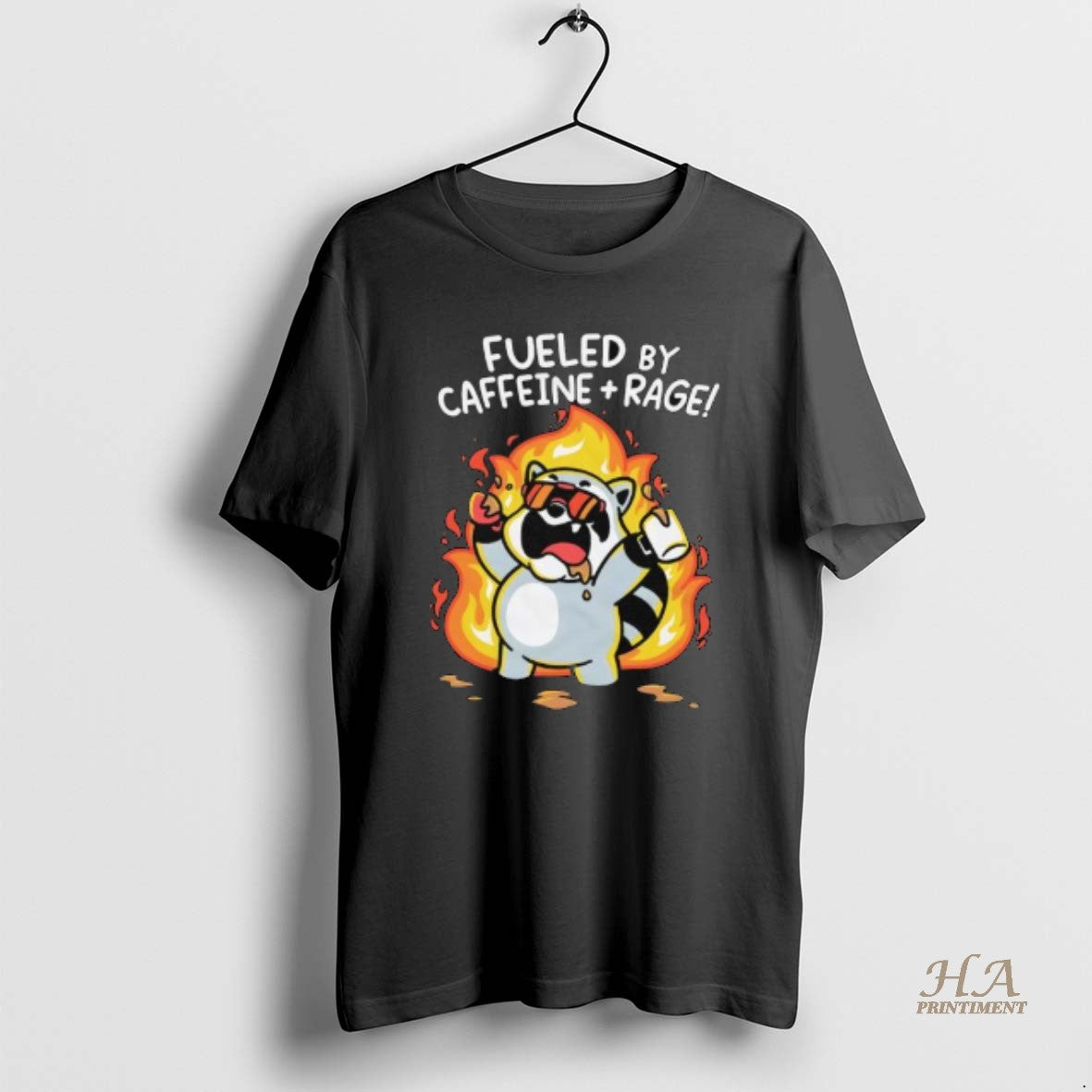 Official Raccoon Fueled By Caffeine Rage Graphic T-Shirts, Hoodie, Sweatshirt | InkNestWear.com
