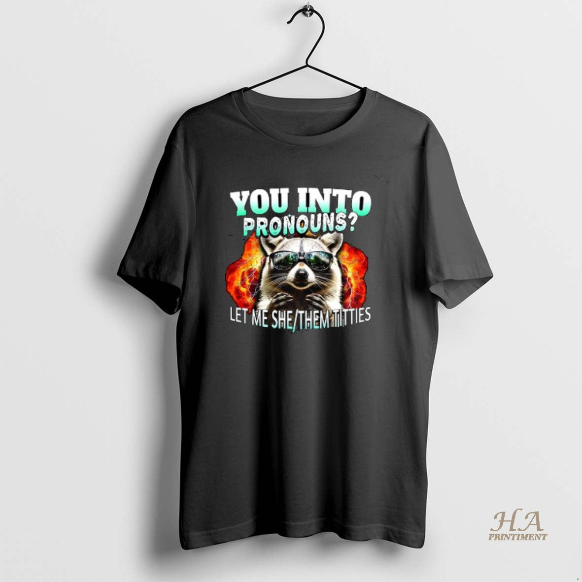 Official Raccoon Galsses You Into Pronouns Let Me She Them Titties T-Shirts, Hoodie, Sweatshirt | InkNestWear.com